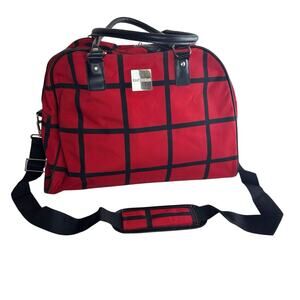 Isaac Mizrahi Hamilton Tote Red Black with Silver Hardware